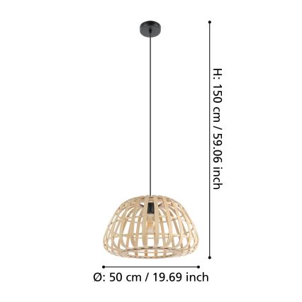 Eglo - Luster na sajli 1xE27/40W/230V pr. 50 cm bambus