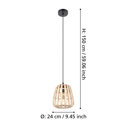 Eglo - Luster na sajli 1xE27/40W/230V pr. 24 cm bambus