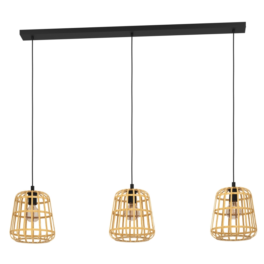 Eglo - Luster na sajli 3xE27/40W/230V bambus