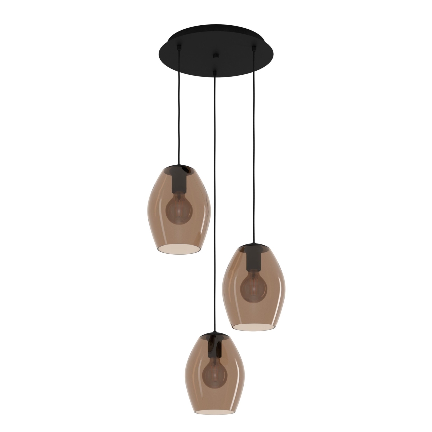 Eglo - Luster na sajli 3xE27/40W/230V smeđa