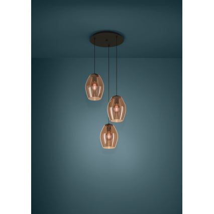 Eglo - Luster na sajli 3xE27/40W/230V smeđa