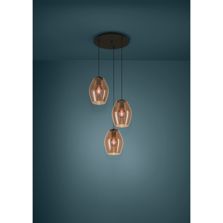 Eglo - Luster na sajli 3xE27/40W/230V smeđa