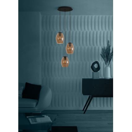 Eglo - Luster na sajli 3xE27/40W/230V smeđa