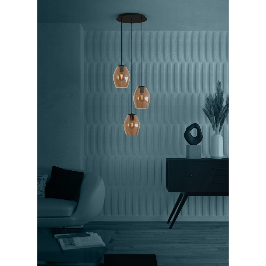 Eglo - Luster na sajli 3xE27/40W/230V smeđa