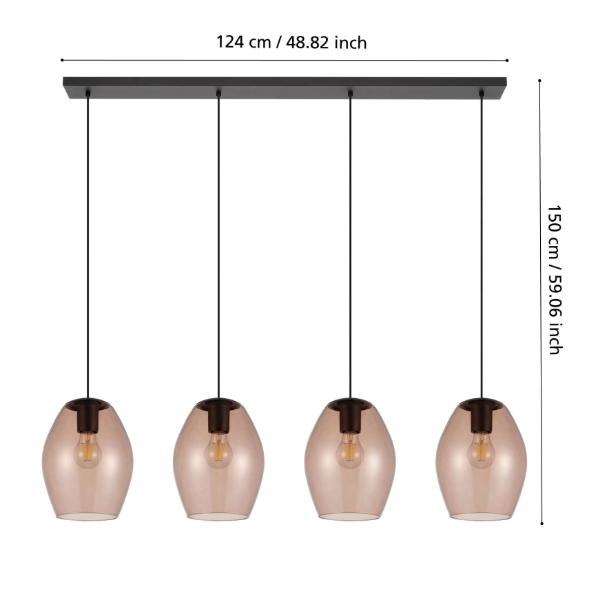 Eglo - Luster na sajli 4xE27/40W/230V smeđa