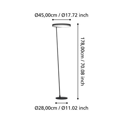 Eglo - LED Prigušiva podna lampa LED/23W/230V 3000K crna