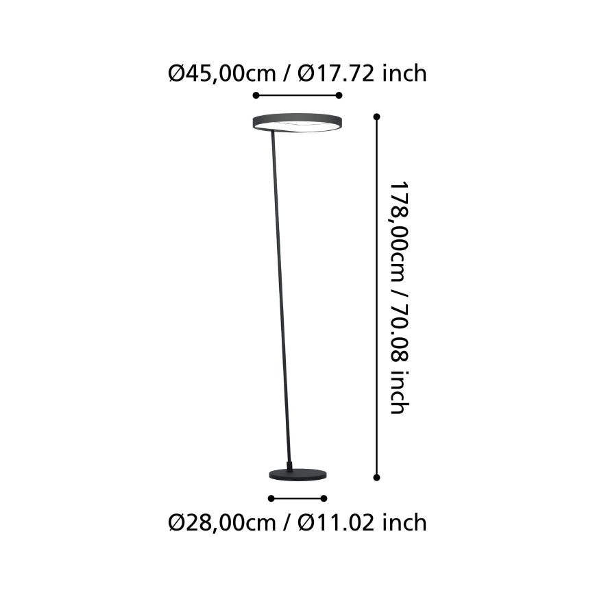 Eglo - LED Prigušiva podna lampa LED/23W/230V 3000K crna