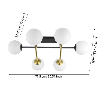 Eglo - Nadgradni luster 6xE14/40W/230V zlatna/crna