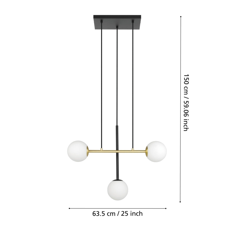 Eglo - Luster na sajli 3xE14/40W/230V zlatna/crna
