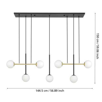 Eglo - Luster na sajli 7xE14/40W/230V zlatna/crna