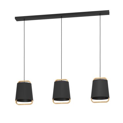 Eglo - Luster na sajli 3xE27/40W/230V crna