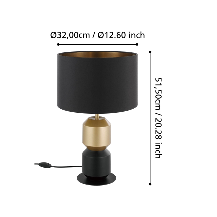 Eglo - Stolna lampa 1xE27/40W/230V crna/zlatna