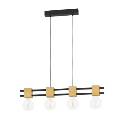 Eglo - Luster na sajli 4xE27/40W/230V crna/smeđa