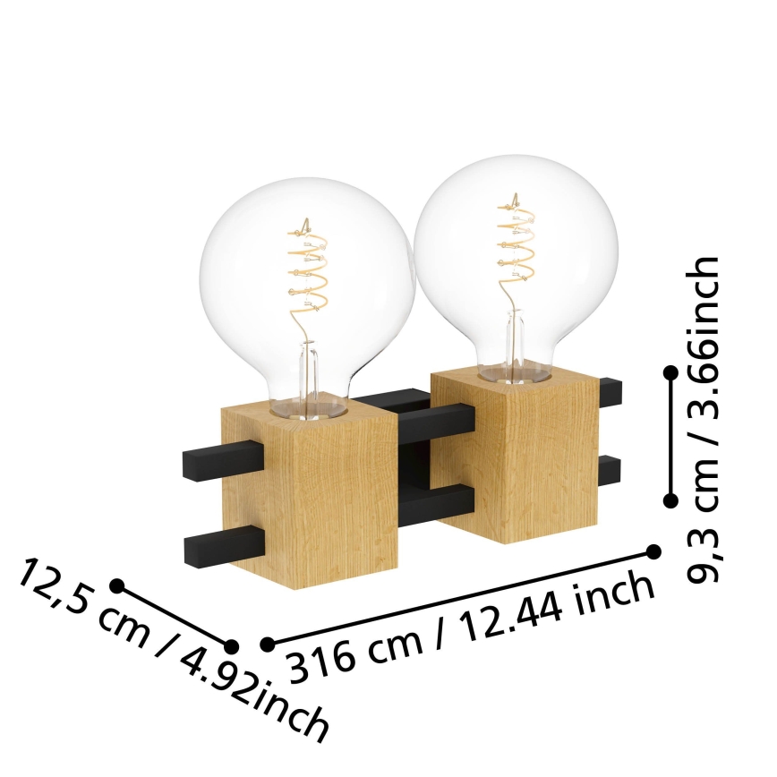 Eglo - Zidna svjetiljka 2xE27/40W/230V crna/smeđa