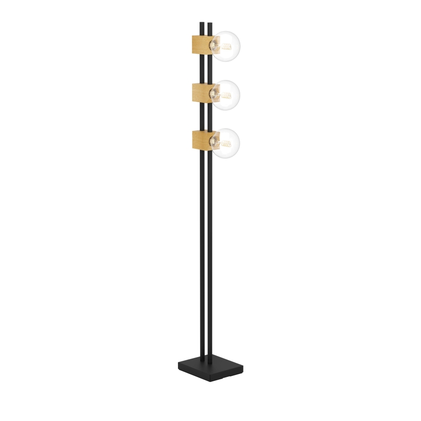 Eglo - Podna lampa 3xE27/40W/230V crna/smeđa