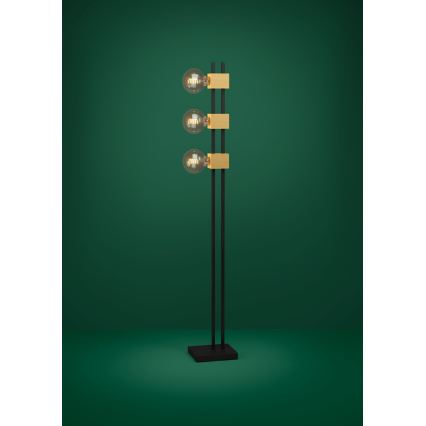 Eglo - Podna lampa 3xE27/40W/230V crna/smeđa