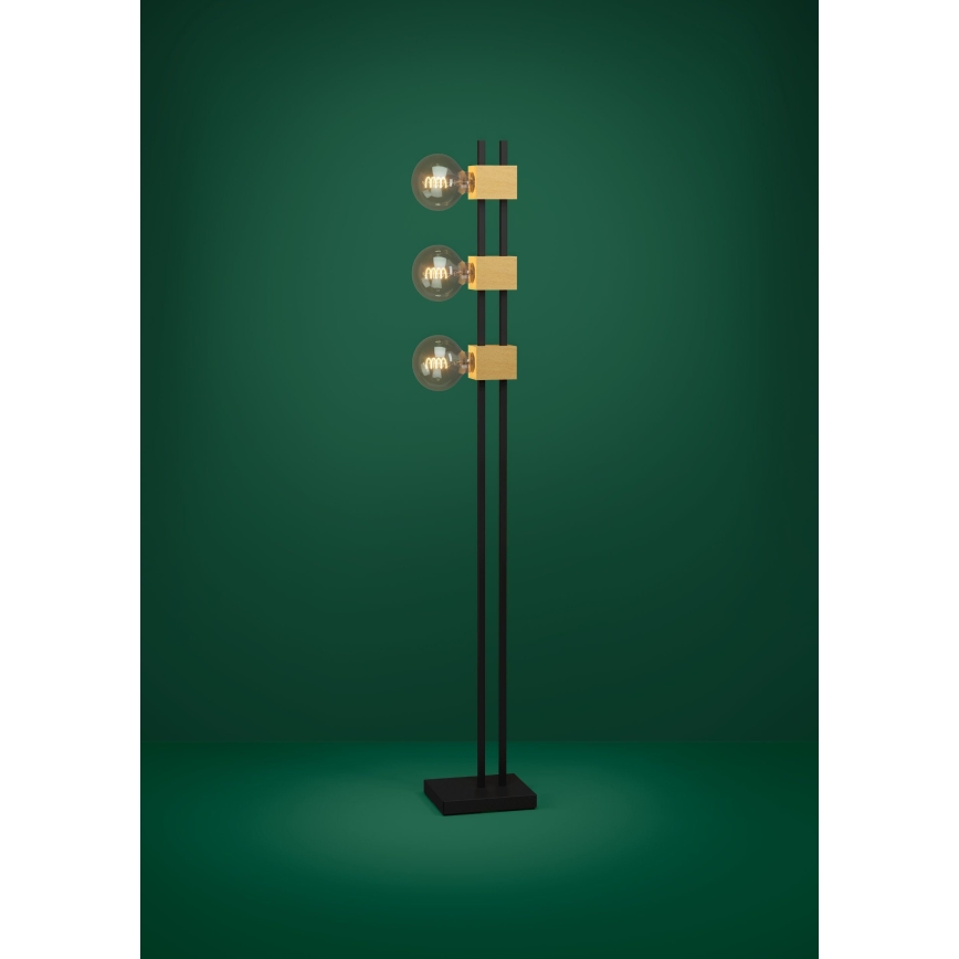 Eglo - Podna lampa 3xE27/40W/230V crna/smeđa