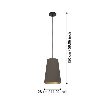 Eglo - Luster na sajli 1xE27/40W/230V smeđa