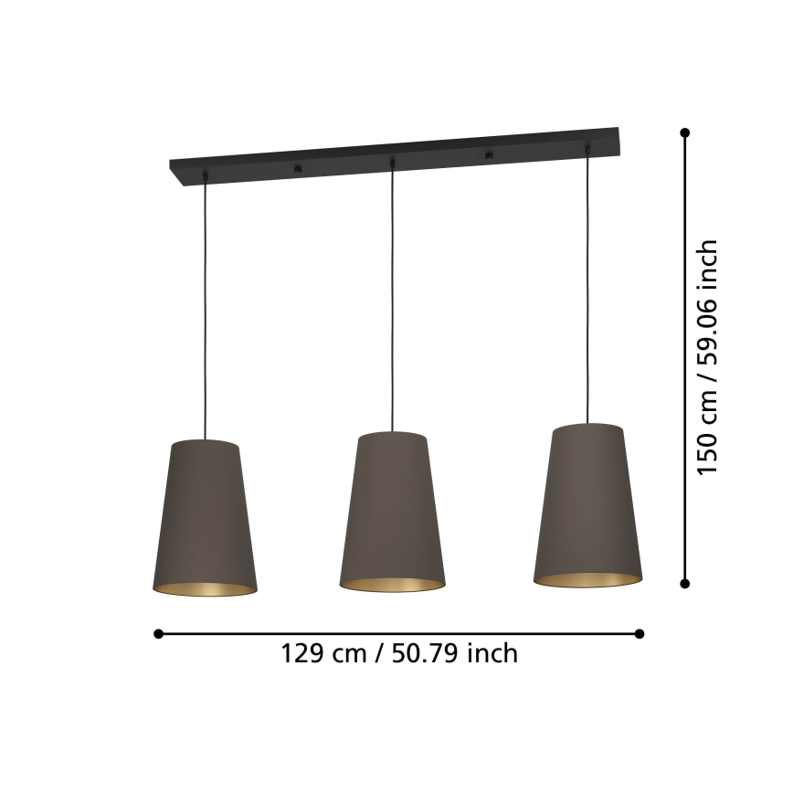 Eglo - Luster na sajli 3xE27/40W/230V smeđa