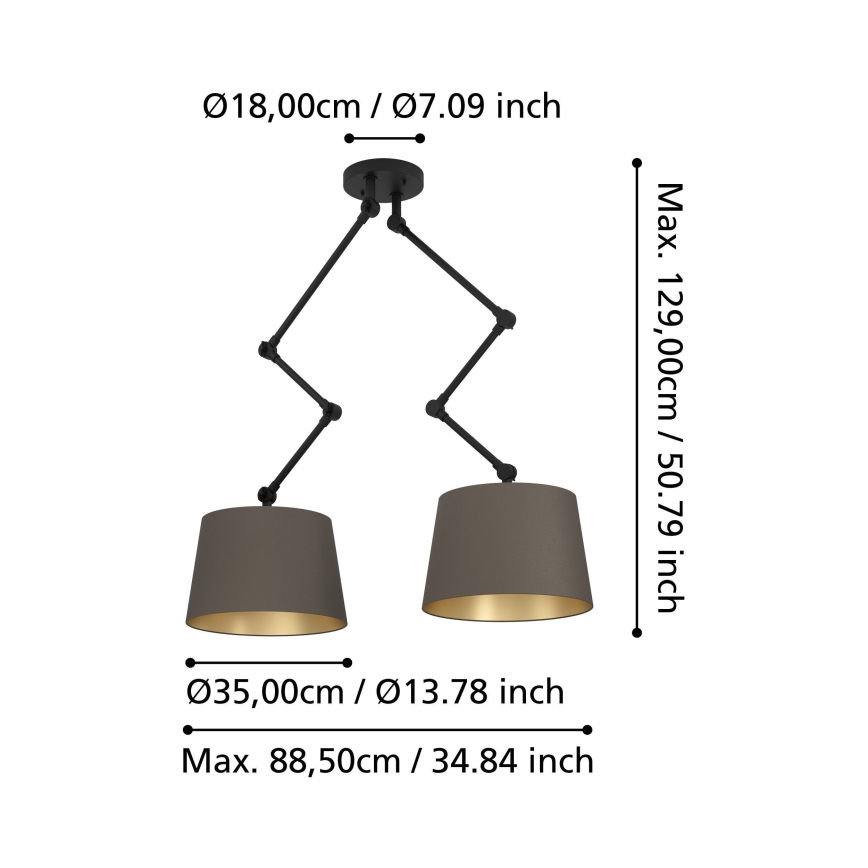Eglo - Viseći luster 2xE27/40W/230V smeđa
