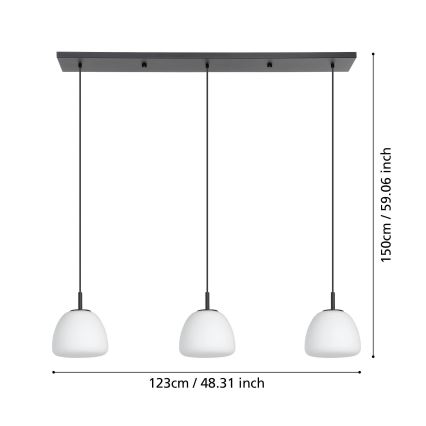 Eglo - Luster na sajli 3xE27/40W/230V crna