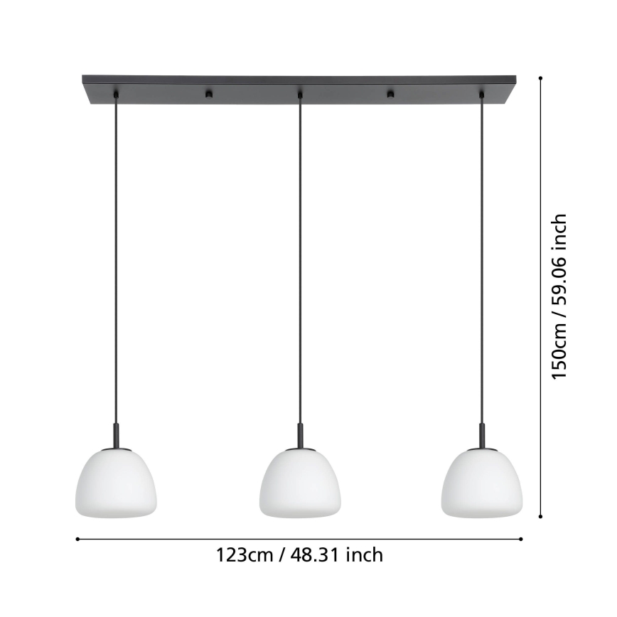 Eglo - Luster na sajli 3xE27/40W/230V crna