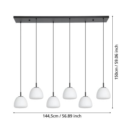 Eglo - Luster na sajli 6xE27/40W/230V crna