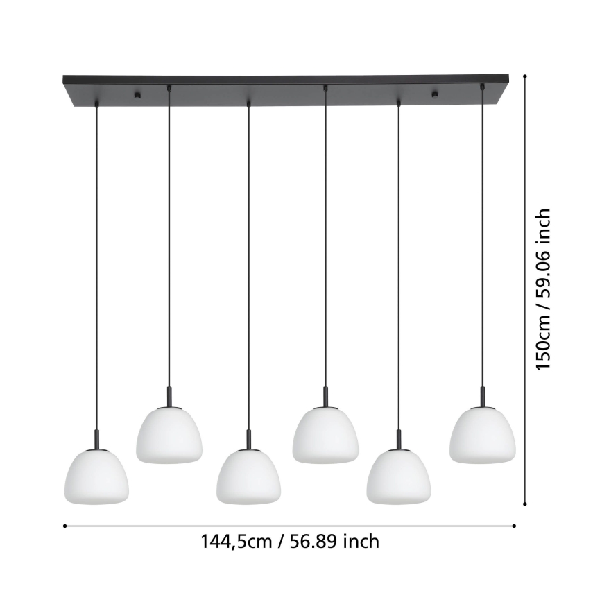 Eglo - Luster na sajli 6xE27/40W/230V crna