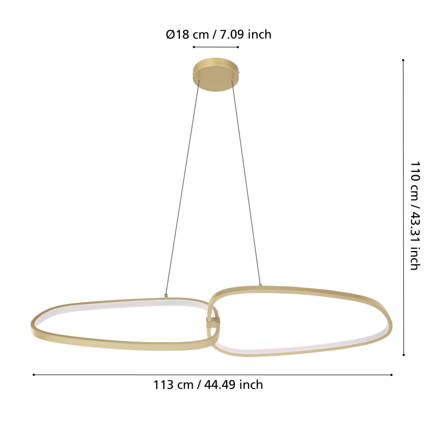 Eglo - LED Prigušivi luster na sajli LED/37,5W/230V 3000K zlatna