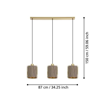 Eglo - Luster na sajli 3xE27/40W/230V zlatna/smeđa