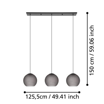 Eglo - Luster na sajli 3xE27/40W/230V dimna