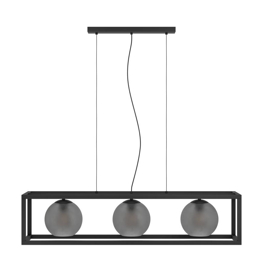Eglo - Luster na sajli 3xE27/40W/230V dimna/crna