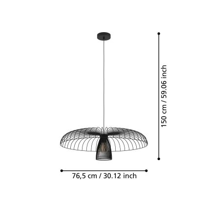 Eglo - Luster na sajli 1xE27/60W/230V pr. 77 cm crna