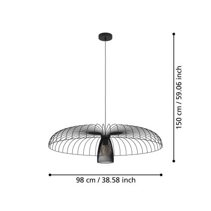 Eglo - Luster na sajli 1xE27/60W/230V pr. 98,5 cm crna