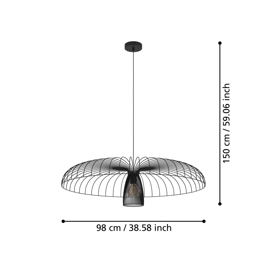 Eglo - Luster na sajli 1xE27/60W/230V pr. 98,5 cm crna