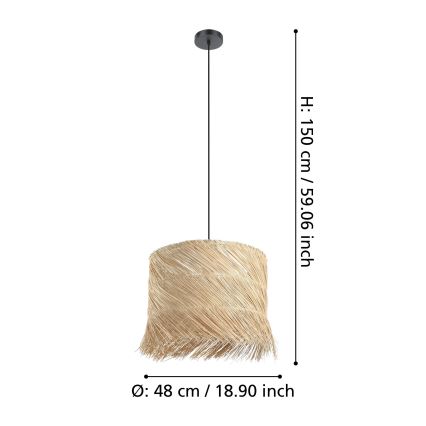 Eglo - Luster na sajli 1xE27/40W/230V ratan