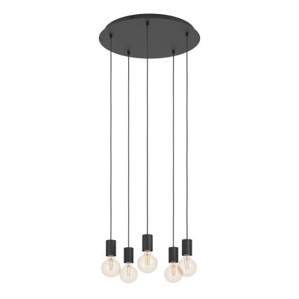 Eglo - Luster na sajli 5xE27/40W/230V crna
