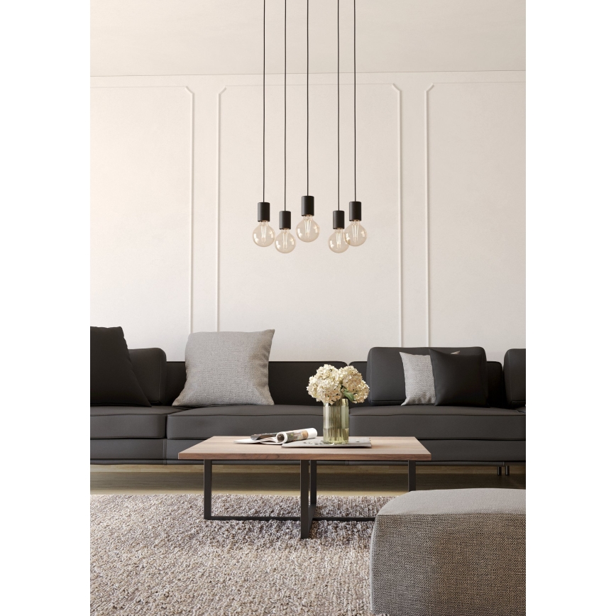 Eglo - Luster na sajli 5xE27/40W/230V crna