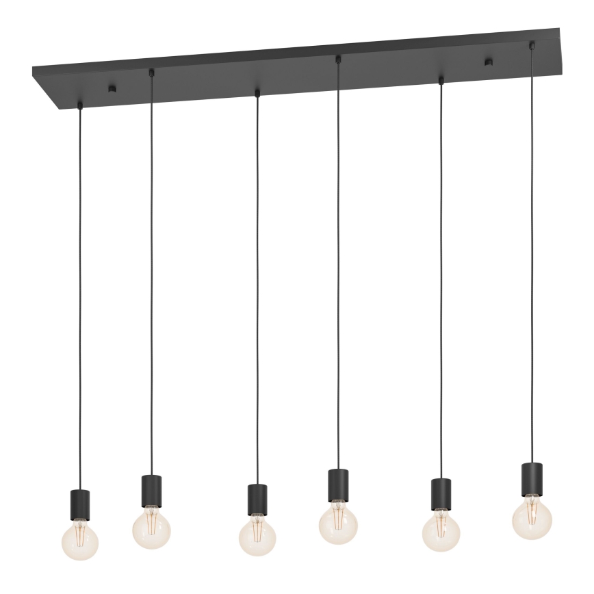 Eglo - Luster na sajli 6xE27/40W/230V crna