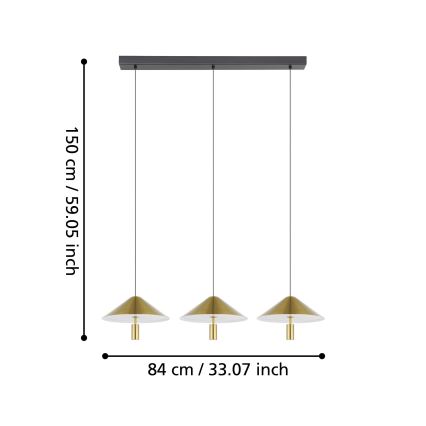 Eglo - LED Prigušivi luster na sajli 3xLED/12W/230V 3000K zlatna