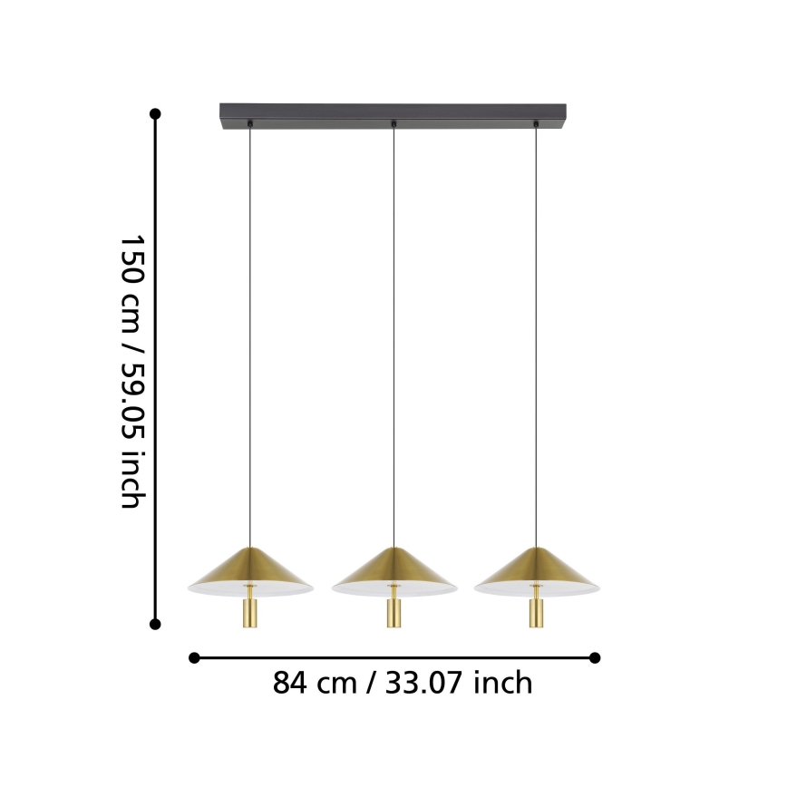 Eglo - LED Prigušivi luster na sajli 3xLED/12W/230V 3000K zlatna