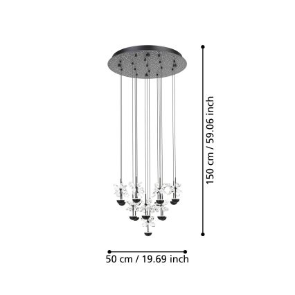 Eglo - LED Prigušivi luster na sajli LED/27W/230V 3000K crna