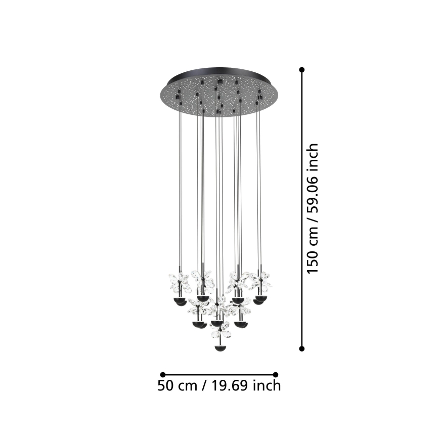 Eglo - LED Prigušivi luster na sajli LED/27W/230V 3000K crna