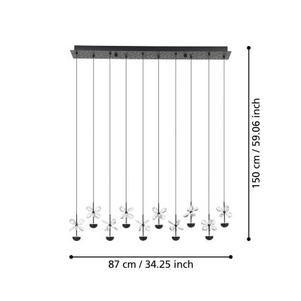 Eglo - LED Prigušivi luster na sajli LED/23W/230V 3000K crna