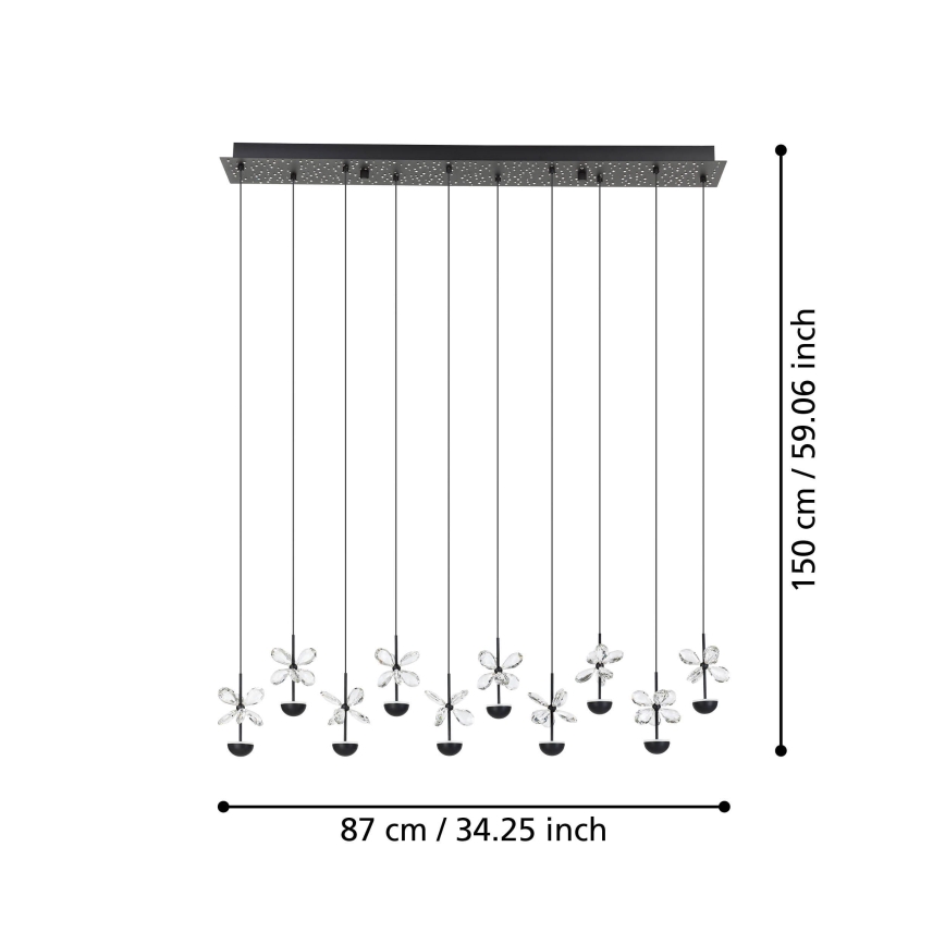 Eglo - LED Prigušivi luster na sajli LED/23W/230V 3000K crna