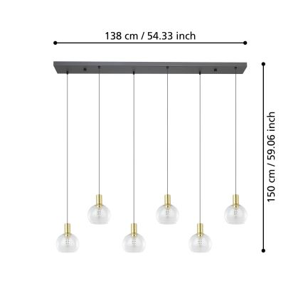 Eglo - LED Prigušivi luster na sajli 6xLED/5,4W/230V 3000K zlatna