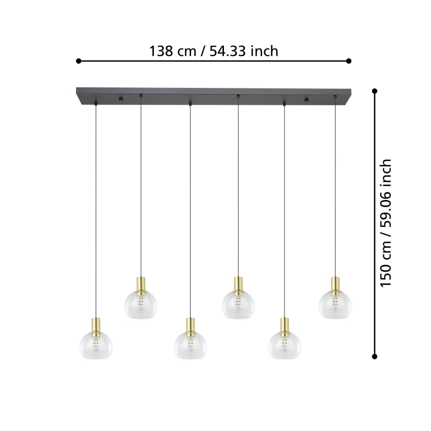 Eglo - LED Prigušivi luster na sajli 6xLED/5,4W/230V 3000K zlatna