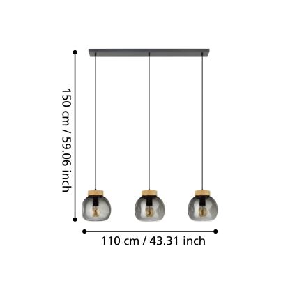Eglo - Luster na sajli 3xE27/40W/230V dimna