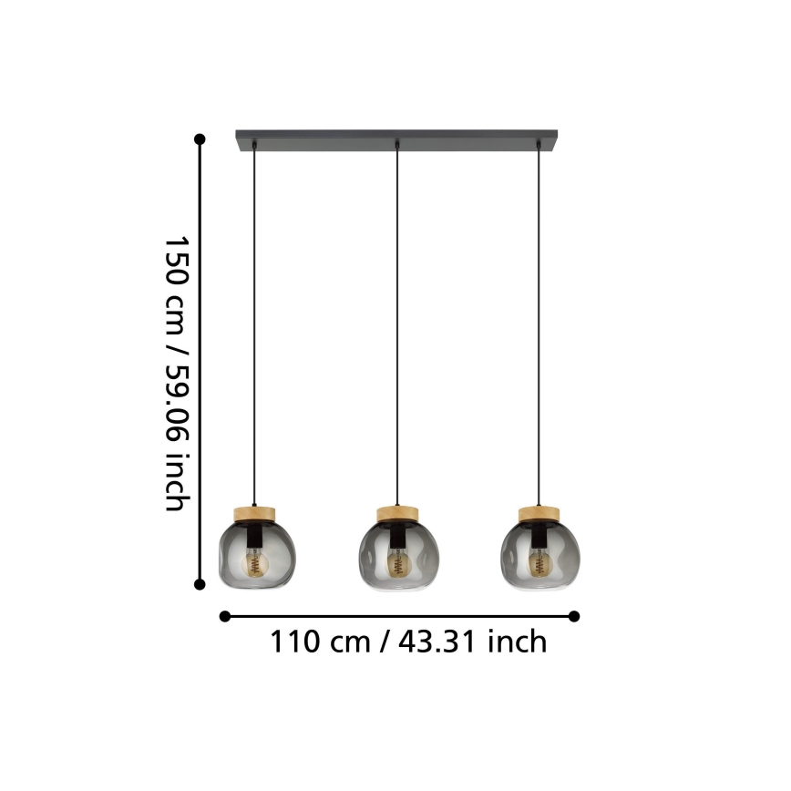 Eglo - Luster na sajli 3xE27/40W/230V dimna