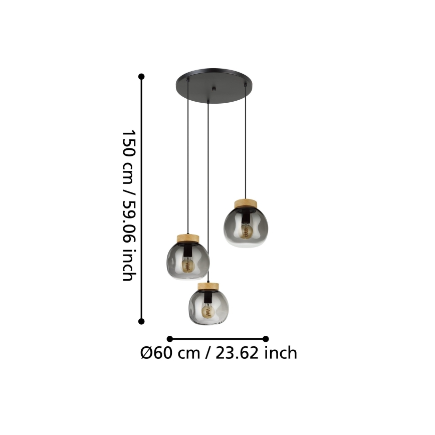 Eglo - Luster na sajli 3xE27/40W/230V dimna
